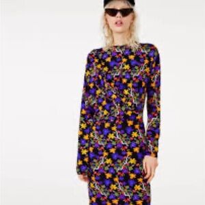 Zara Multicolor Floral Long Sleeve Dress